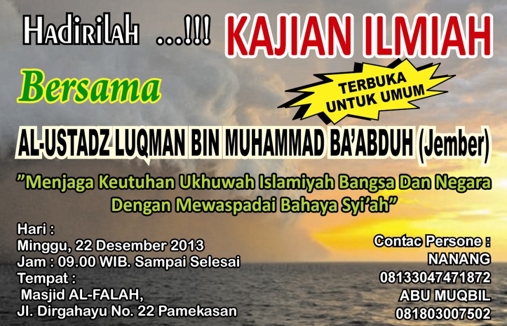Download Rekaman : Daurah Menjaga keutuhan ukhuwah islamiyah bangsa dan negara dengan mewaspadia bahaya syiah