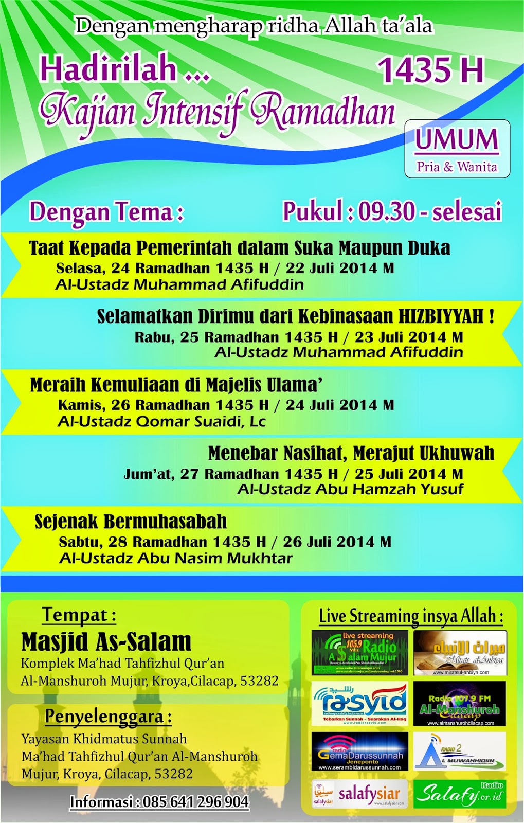 -AUDIO Kajian Intensif Ramadhan 1435H Ma’had Al Manshurah Mujur Kroya Cilacap